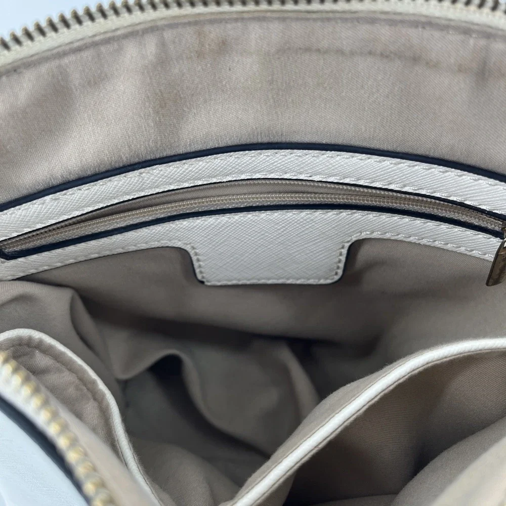 Kate Spade Zip Dome Jeanne Crossbody Saffiano Leather Meringue Cream Ivory Strap